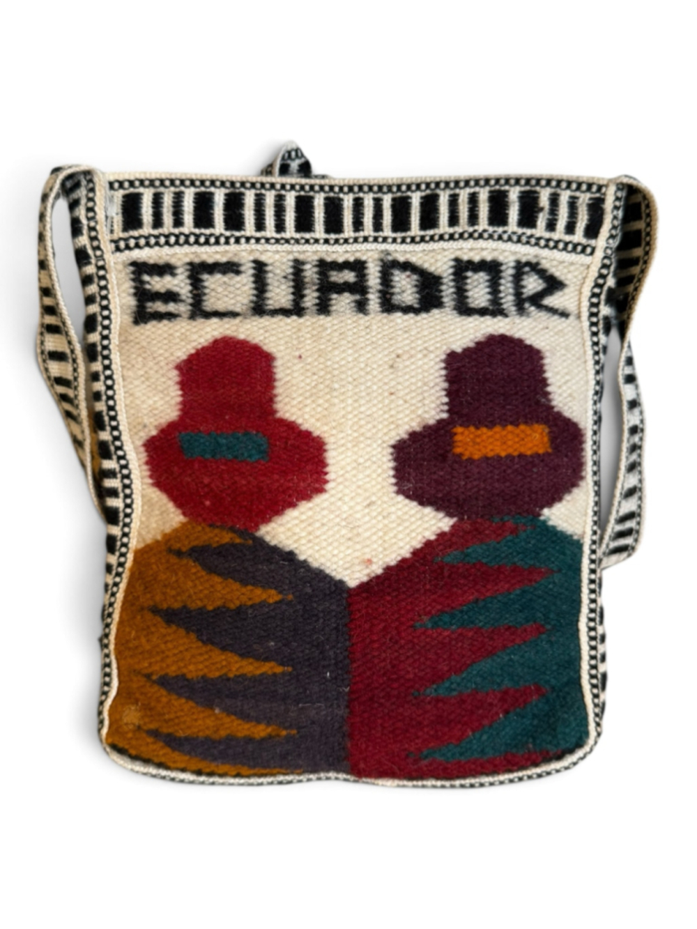 Vintage Ecuador Woven Tapestry Crossbody Bag Folk Art Shoulder Purse - Picture 1 of 10